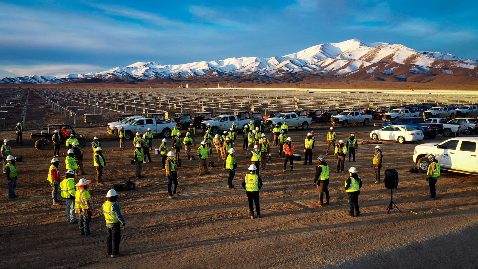 crew members at battle mountain solar farm
